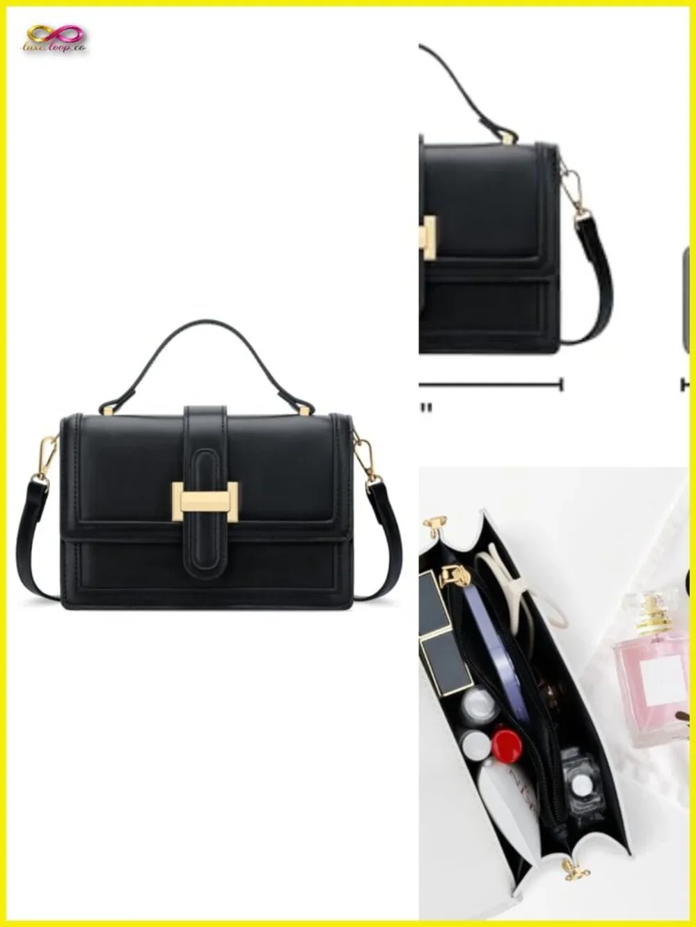 PU Leather Crossbody Bag with Top Handle and Adjustable Strap